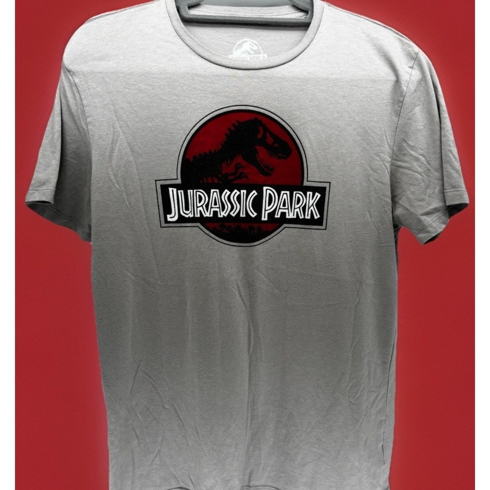 Jurassic World Park  T-Rex Men's M Gray Crew Neck Tagless T-Shirt Dinosaur